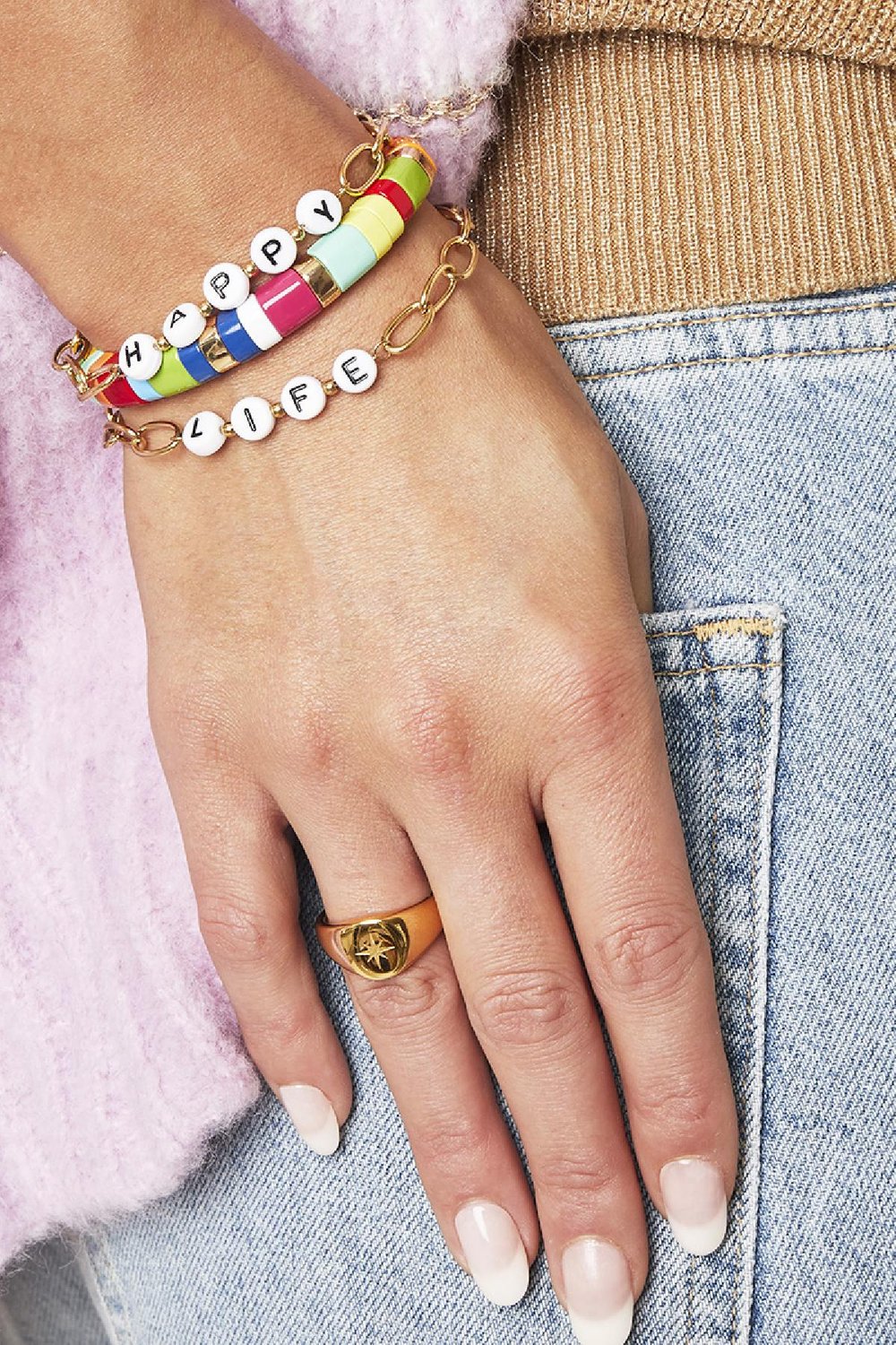 Armband Beads Life Goldfarbe Edelstahl h5Bild2